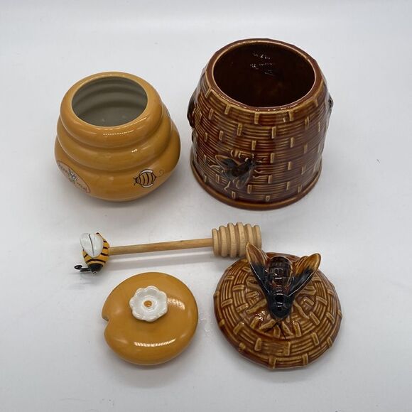 Lot of 2 Honey Pots Ceramic Vintage - Picture 5 of 8